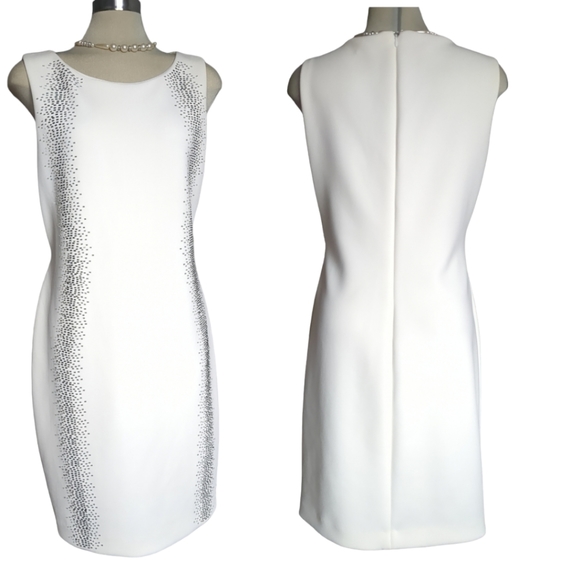 *New* Calvin Klein Ivory Embellished Luxury Dress Size 16 - Picture 5 of 14